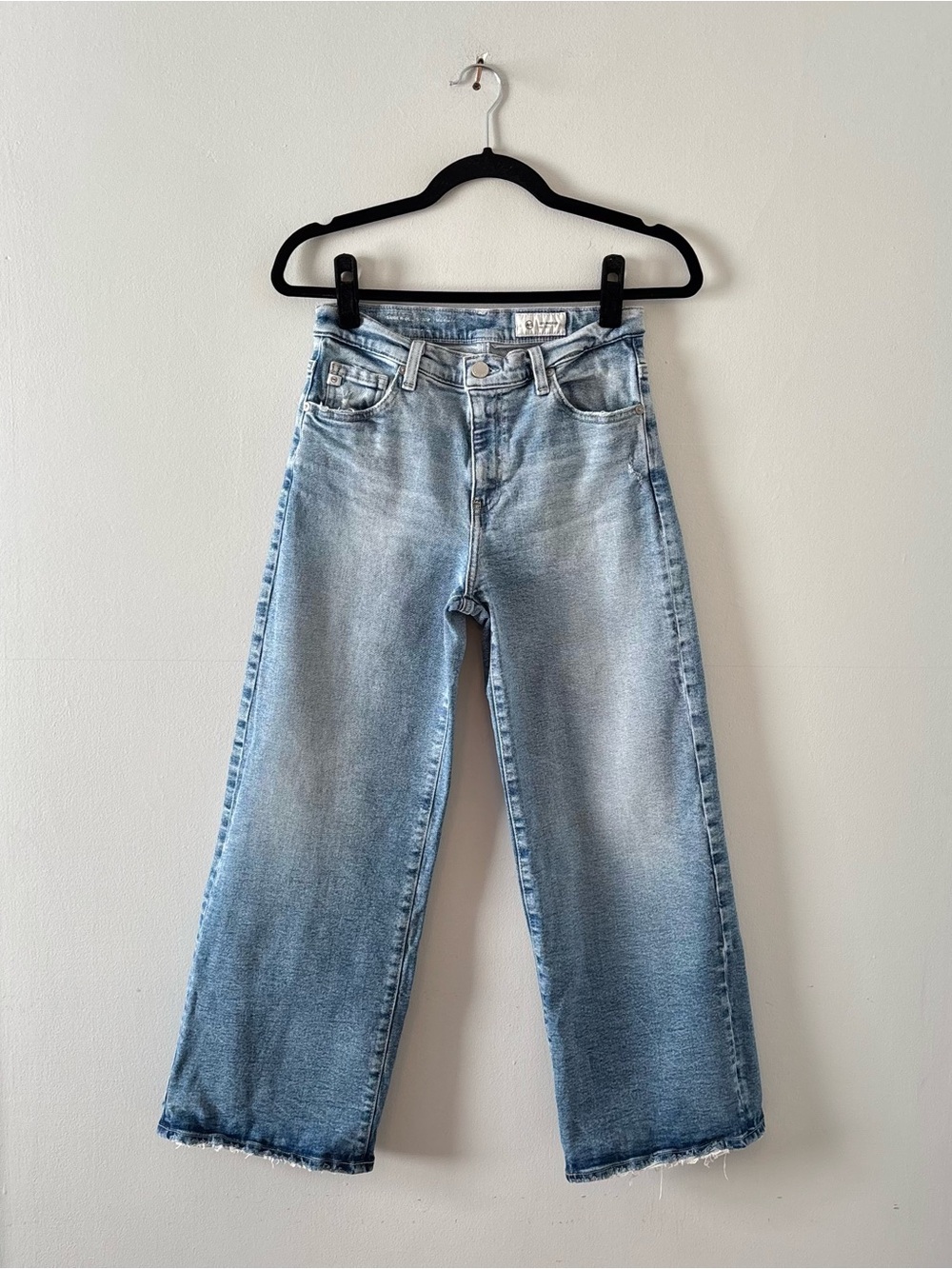 AG Adriano Goldschmied Saige Wide Leg Crop Mid-Rise Rigid Denim Ankle Blue